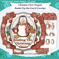 Christmas Cheer Penguin Double Pop Out Card and Envelope