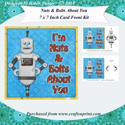Im Nuts and Bolts About You 7 x 7 Inch Card Front with Decoupage