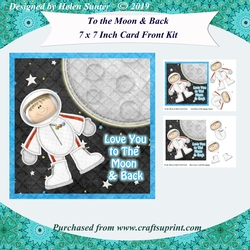 Love You To The Moon and Back 7 x 7 Inch Card Front with Decoupage