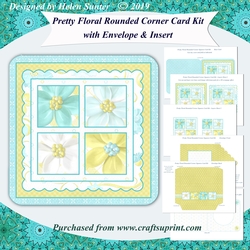 Pretty Floral 4 Squares Rounded Corner Complete Card Kit