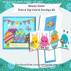 Monster Easter Twist & Pop Card & Envelope Kit with Decoupage