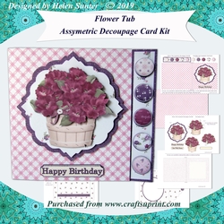 Flower Tub Asymmetric Offset Decoupage Card With Envelope & Insert