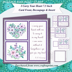 I Carry Your Heart 7.5 Inch Card Front with Bride and Groom Tiles