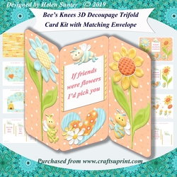 Bees Knees & Friends 3D Decoupage Trifold Card Kit with Matching Envelope