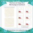 Grey Leaves & Vintage Roses Mini Envelopes & Card Inserts