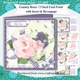 Country Roses 7.5 Inch Decoupage Card Front, Insert & Extra Sentiment Tags