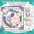Love and Roses 7.5 Inch Decoupage Card Front, Insert & Sentiment Tags