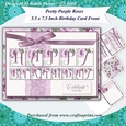 Pretty Purple Roses 5.5 x 7.5 Inch Birthday Card Front with Decoupage & Insert