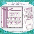 Pretty Purple Roses 7.5 Inch Get well Soon Card Front with Decoupage and Insert