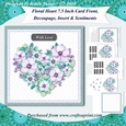 Floral Heart 7.5 Inch Card Front, Decoupage, Insert & Sentiments No. 2.