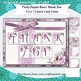 Pretty Purple Roses 5.5 x 7.5 Inch Thank You Card Front with Decoupage & Insert