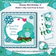 Mummy and Baby Bird Birthday & Mothers Day 7.5 Inch Card Front and Insert