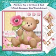 Love You To The Moon and Back 7.5 Inch 3D Decoupage Card Front & Insert & Extra Sentiments Pink