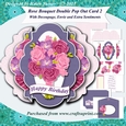 Rose Bouquet Fancy Edge Double Pop Out Card and Envelope Pink Base Card