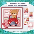 Driving Bear Card Front with Sentiments for Birthday, Ages, & More