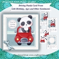 Driving Panda Card Front with Sentiments for Birthday, Ages, & More