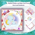 Mother and Baby Elephant Mothers Day and Birthday Card Front and Insert
