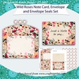 Wild Roses Note Card and Envelope Set with Envelope Seals