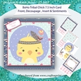 Boho Tribal Chick 7.5 Inch 3D Decoupage Card Front with Insert and Sentiments