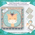 Boho Tribal Giraffe 7.5 Inch 3D Decoupage Card Front with Insert and Sentiments