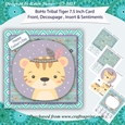 Boho Tribal Tiger 7.5 Inch 3D Decoupage Card Front with Insert and Sentiments