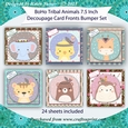 Boho Tribal Animals 7.5 Inch Decoupage Card Fronts Bumper Set