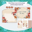 Floral Note Card and Envelope Set with Envelope Seals