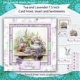 Tea and Lavender 7.5 Inch Card Front with Insert and Various Sentiments