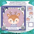 Cute Reindeer 7.5 Inch Christmas Card Front with Decoupage and Insert  2