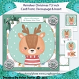 Cute Reindeer 7.5 Inch Christmas Card Front with Decoupage and Insert  3