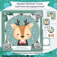 Cute Reindeer 7.5 Inch Christmas Card Front with Decoupage and Insert  4