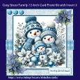 Cosy Snow Family 7.5 Inch Card Front and Insert No.3