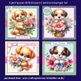 Cute Puppies With Flowers 7.5 Inch Card Fronts Bumper Set
