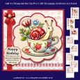 Snail In A Teacup 6x6 Inch Card Front with Decoupage, Sentiments and Inserts