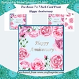 Happy Anniversary Tea Roses 7 x 7 Inch Card Front Mini Kit Topper with Decoupage