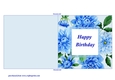 Blue Dahlias Quick and Easy Print, Cut and Fold Birthday Card