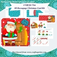 A Gift for You 3D Decoupage Rounded Corner Christmas Card Kit with insert and Envelope