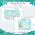 Blue Snowflake Fancy Envelope 5.5 x 7.5 Inches