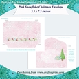 Pink Snowflake Fancy Christmas Envelope 5.5 x 7.5 Inches