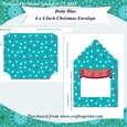 Merry Christmas Dotty Blue Fancy Envelope 6 x 6 Inch Square