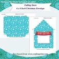 Merry Christmas Falling Snow Blue and White Fancy Envelope 6 x 6 Inch Square