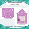 Purple Star Fancy Halloween 6 x 6 Inch Square Envelope