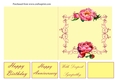 Peonies Quick and Easy Cut and Fold Card with Tags - lemon yellow