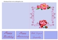 Peonies Quick and Easy Cut and Fold Card with Tags - blue