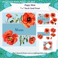 Poppy Mum 7 x 7 Inch Card Front Topper with Decoupage & Insert