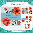 Poppy Happy Anniversary 7 x 7 Inch Card Front Topper with Decoupage & Insert