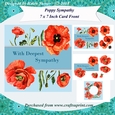 Poppy With Deepest Sympathy 7 x 7 Inch Card Front Topper with Decoupage & Insert