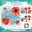 Poppy Thinking of You 7 x 7 Inch Card Front Topper with Decoupage & Insert