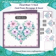 Floral Heart 7.5 Inch Card Front Topper with Decoupage, Insert & Sentiment Tiles No.1