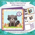 Raccoon Childrens Birthday 7.5 Inch Card Front with Decoupage & Insert & Age Tiles